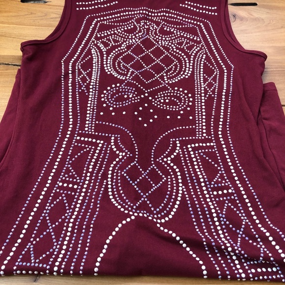 Say What? Body Con Rhinestone Maroon Sleeveless Mock-neck Dress - Picture 8 of 12
